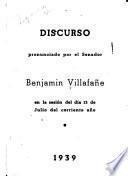 Discurso pronunciado por el Senador Benjamin Villafane