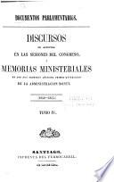 Discursos de Apertura en las Sesiones del Congreso, y Memorias Ministeriales