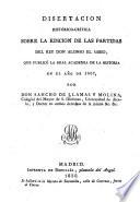 Disertacion histórico-crítica sobre la edicion de las partidas del rey don Alonso el sabio