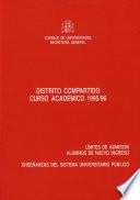 Distrito compartido. Curso académico 1995/96. Limites de admisión. Alumnos de nuevo ingreso. Enseñanzas del sistema universitario público
