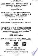 Doctrina del primado, authoridad, e infalibilidad del romano pontifice