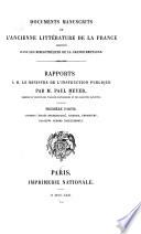 Documents manuscrits de l'ancienne littérature de la France conservés dans les bibliothèques de la Grande-Bretagne