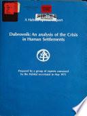 Dubrovnik, an Analysis of the Crisis in Human Settlements