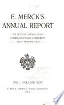 E. Merck's Annual Report of Recent Advances in Pharmaceutical Chemistry and Therapeutics
