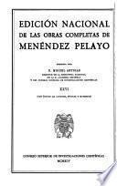 Edición nacional de las obras completas de Menéndez Pelayo, con un prólogo del Excmo. Sr. D. José Ibáñez Martín