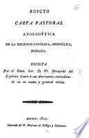 Edicto. Carta pastoral apologética de la Religion Católica, Apostólica, Romana