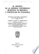 El Archivo de la General Universidad Municipal de Menorca y particular de Ciudadela