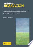 El conocimiento léxico en la sección de inglés de la Prueba de Acceso a la Universidad