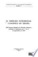 El derecho patrimonial canónico en España