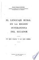 El lenguaje rural en la región interandina del Ecuador