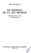 En defensa de la ley Manilia