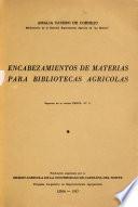 Encabezamientos de materias para bibliotecas agricolas