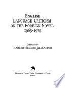 English Language Criticism on the Foreign Novel: 1965-1975