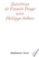 Entretiens de Francis Ponge avec Philippe Sollers