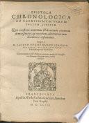 Epistola chronologica ad Cl. V. Just. Lipsium qua constans annorum Haebraeorum Connexio demonstratur