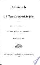 Erkenntnisse des K. K. Verwaltungsgerichtshofes