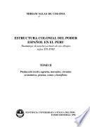 Estructura colonial del poder español en el Perú: Producción textil y agraria, mercados, circuitos económicos, precios, costos y beneficios