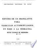 Estudio de un propelante para vehículos autopropulsados en base a la hidracina