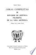 Estudios de estética. Filosofía de la vida artística