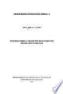 Estudios sobre la tradición de Plutarco en España (siglos XIII-XVII)
