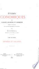 Etudes économiques sur l'Alsace ancienne et moderne