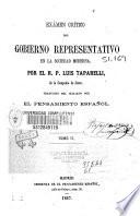 Exámen crítico del gobierno representativo en la sociedad moderna