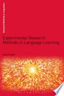 Experimental Research Methods in Language Learning