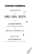Exposición y documentos presentados a la Asamblea Nacional Legislativa