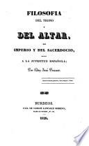 Filosofia del trono y del altar, del imperico y del sacerdocio