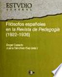 Filósofos españoles en la Revista de pedagogía, 1922-1936