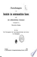 Forschungen zur Geschichte des neutestamentlichen Kanons und der altkirchlichen Literatur: Apostel und Apostelschüler in der Provinz Asien