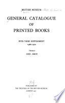 General Catalogue of Printed Books