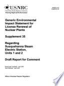 Generic EIS for Nuclear Power Plant Operating Licenses Renewal