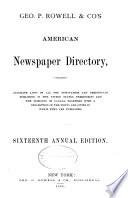 Geo. P. Rowell and Co.'s American Newspaper Directory