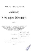 Geo. P. Rowell and Co.'s American Newspaper Directory
