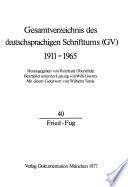 Gesamtverzeichnis des deutschsprachigen Schrifttums (GV), 1911-1965