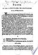 Glosa á la proclama de Napoleon del 25 de mayo de 1808. [With the text.] (Firmado por los Españoles N. N. N.).