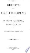 Governor's Message and Reports of the Heads of Departments
