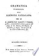 Gramática y apologia de la llengua Cathalana
