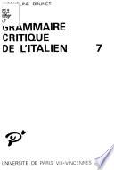 Grammaire critique de l'italien