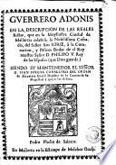 Guerrero Adonis en la descripción de las reales fiestas, que... Mallorca, celebró,... á la coronación... de Philipo V Rey...
