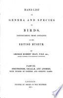 Hand-list of Genera and Species of Birds Distinguishing Those Contained in the British Museum