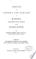 Hand-list of Genera and Species of Birds