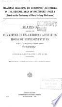 Hearing Relating to Communist Activities in the Defense Area of Baltimore