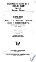 Hearings, Reports and Prints of the House Committee on Internal Security