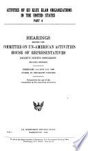 Hearings, Reports and Prints of the House Committee on Un-American Activities