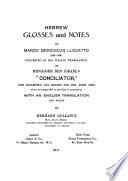Hebrew Glosses and Notes by Marco Luzzatto Occurring in His Italian Translation of Menasseh Ben Israel's Conciliator,