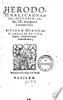 Herodoti Halicarnassei historiae libri IX