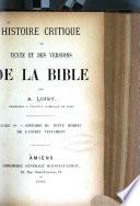 Histoire critique du texte et des versions de la Bible