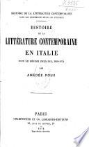 Histoire de la littérature contemporaine en Italie sous le régime unitaire, 1850-1874